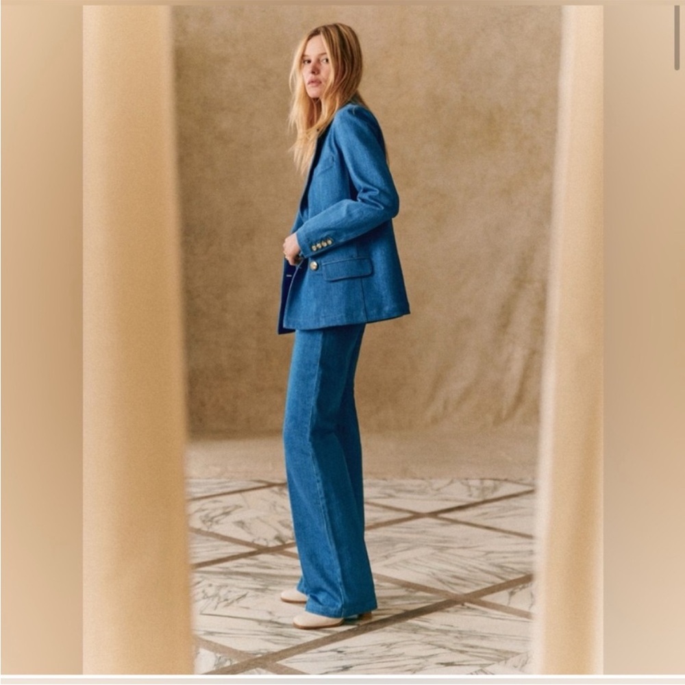 Sezane Dan Trousers Cyan - Size 6 - Picture 2 of 7